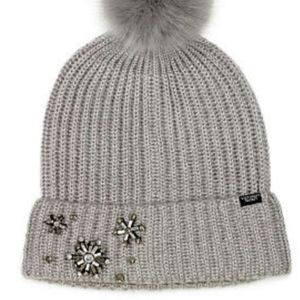 Gray Sparkled Pom Pom Beanie